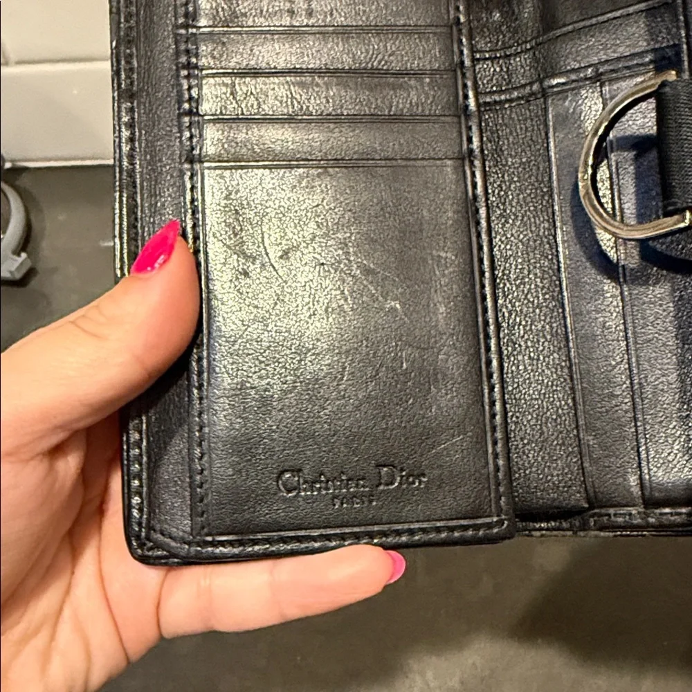 Christian Dior Compact Black Nylon & Leather Wallet